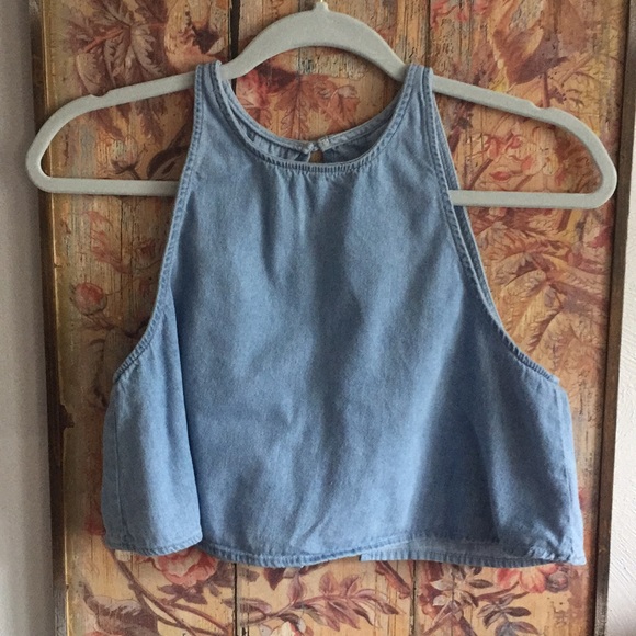 American Apparel Tops - AMERICAN APPAREL BOHO DENIM CROP TOP USA S